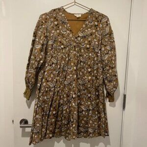 Anthropologie Long Sleeve Short Floral Dress